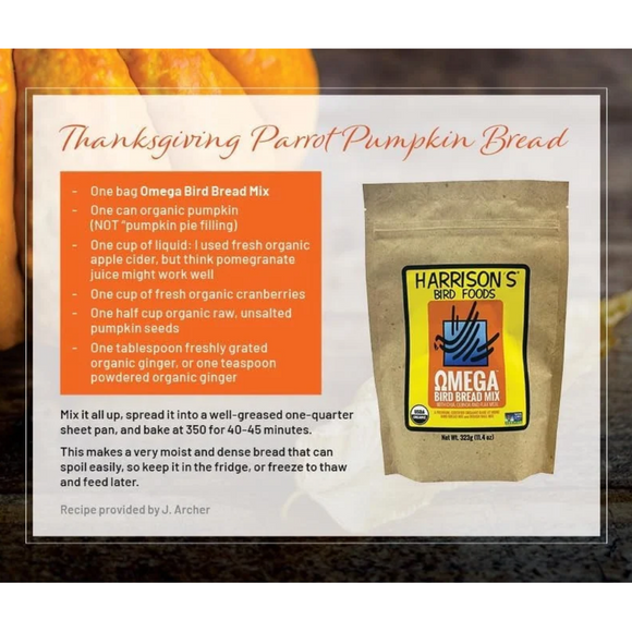 Harrison’s Bird Foods Bird Bread Mix Omega Organic Powder Bird Food 1-lb - Bird Food 3
