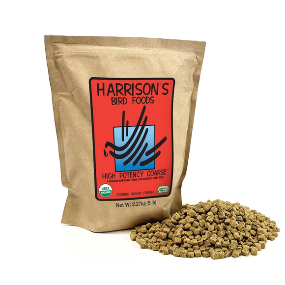 Harrison’s Bird Foods High Potency Coarse Organic Pellet Food for Medium to Large Birds - 5 lb - Bird Food 10