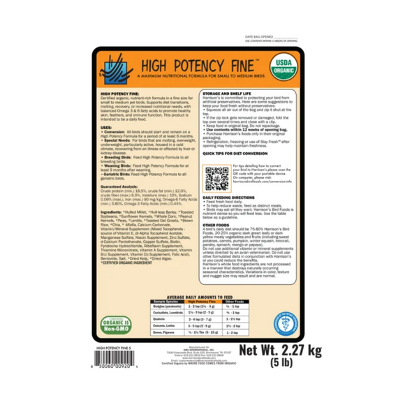 Harrison’s Bird Foods High Potency Fine Organic Pellet Food for Small to Medium Birds - Bird Food 3