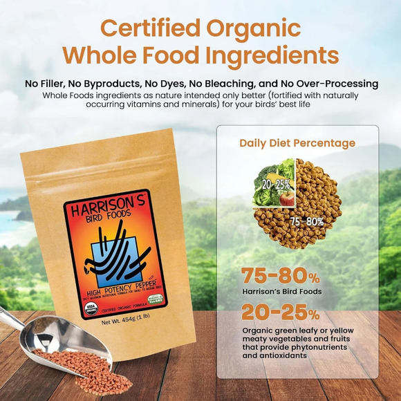 Harrison’s Bird Foods High Potency Pepper Organic Pellet Food for Small to Medium Birds 1-lb - Bird Food 4