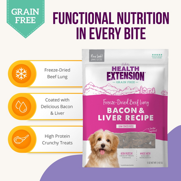Health Extension Bacon & Liver Bully Puffs Dog Treats (5 oz) - Soft & Chewy Dog Treats 5