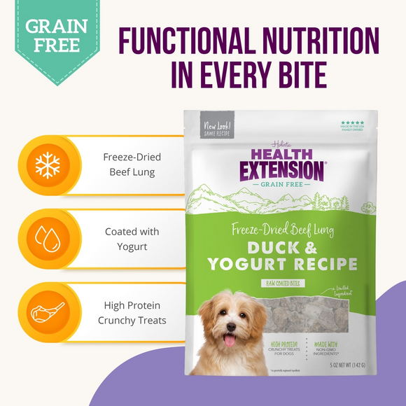 Health Extension Bully Puffs Duck & Yogurt Dog Treats (5 oz) - Soft & Chewy Dog Treats 4