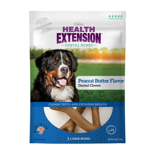 Health Extension Peanut Butter Flavor Dental Chews For Dogs Large