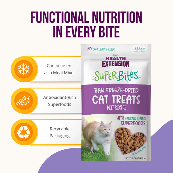 Health Extension SuperBites Freeze-Dried Raw Beef Recipe Cat Treats 0.75-oz - Cat Treats 5