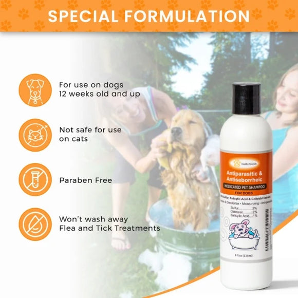 Healthy Paw Life Antiparasitic & Antiseborrheic Medicated Pet Shampoo for Dogs 8-oz - Pet Grooming Supplies 3