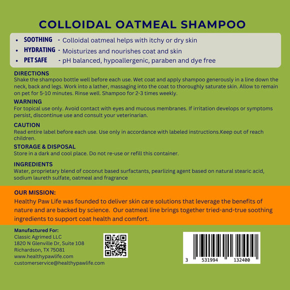 Healthy Paw Life Oatmeal Soothing Shampoo for Dogs Cats & Companion Animals 1-gallon - Pet Grooming Supplies 7