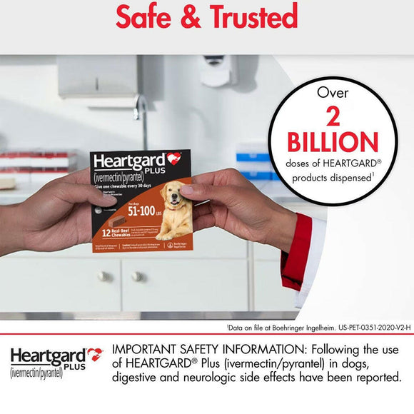 Heartgard Plus Chew for Dog Heartworm Prevention, 26-50 lbs (Green Box) Pet Medicine.