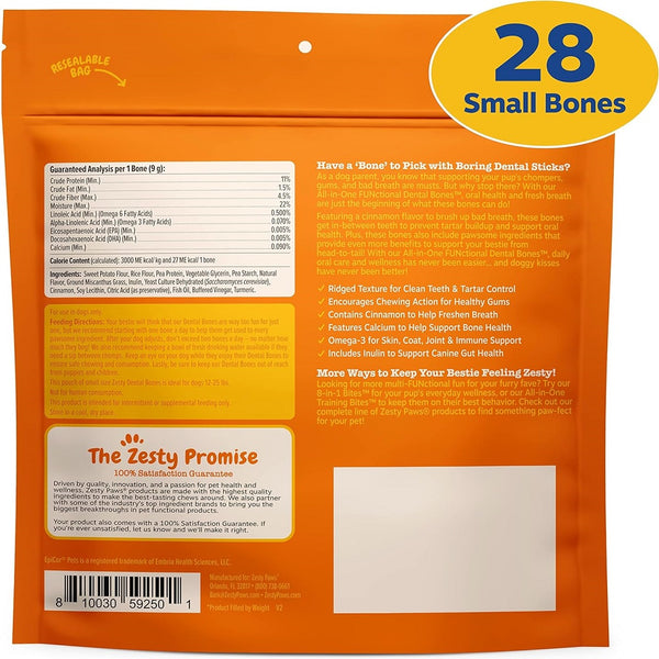 Zesty Paws All-in-One Functional Dental Bone Chews For Small Dogs (28 bones)