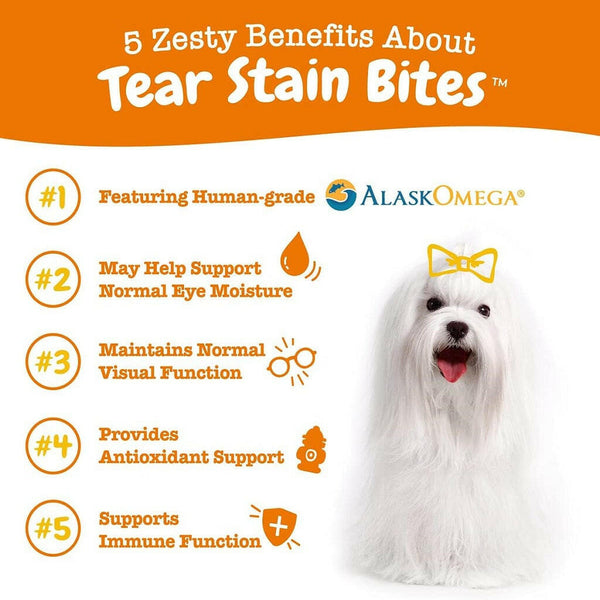 Zesty Paws Tear Stain Bites Normal Eye Moisture + Antioxidant & Immune Chicken Flavor Support for Dogs (90 ct)