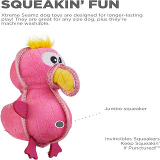 Outward Hound Xtreme Seamz Flamingo Squeaky Durable Toy For Dog