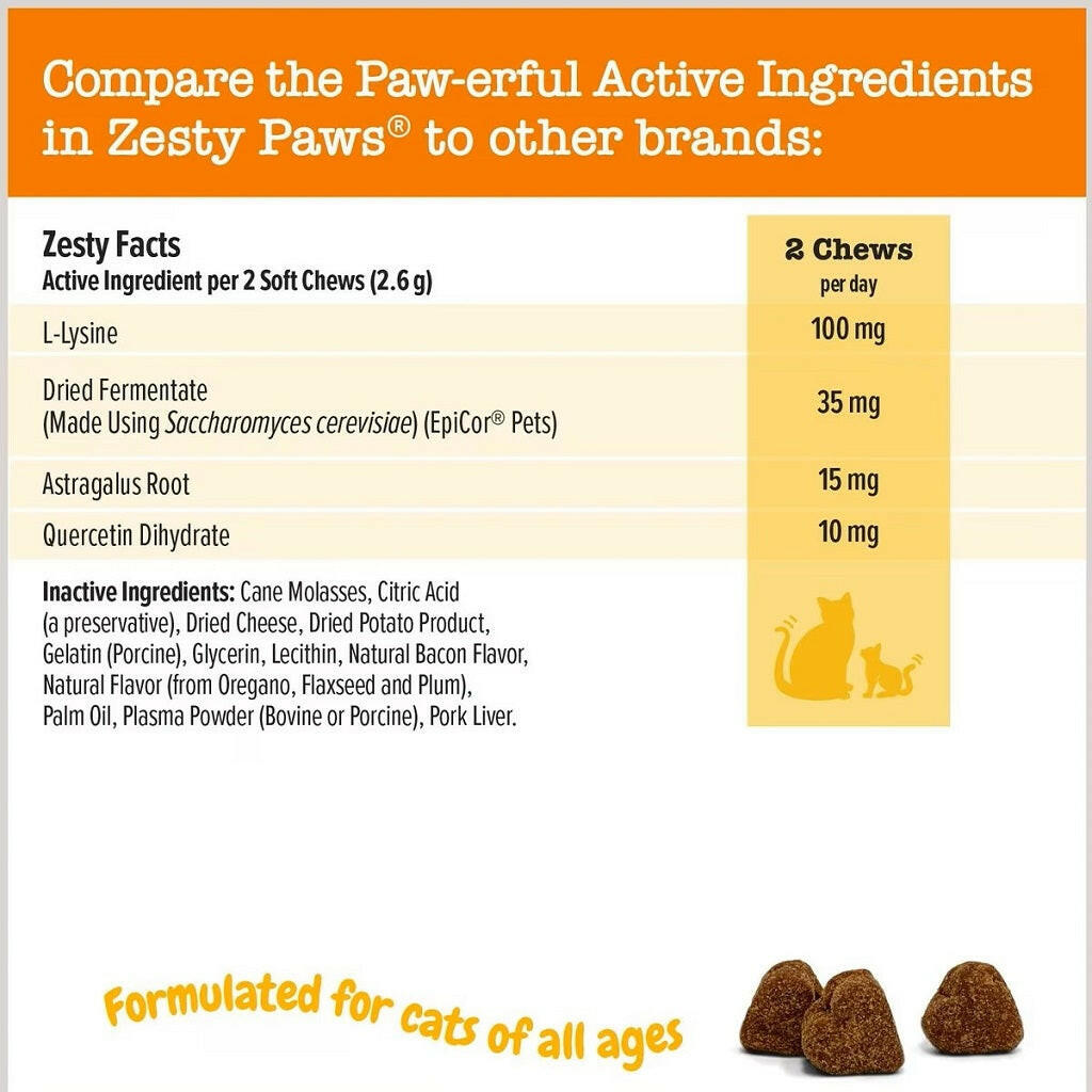 Zesty Allergy Immune Bacon Flavor Supplement For Cat (60 ct)