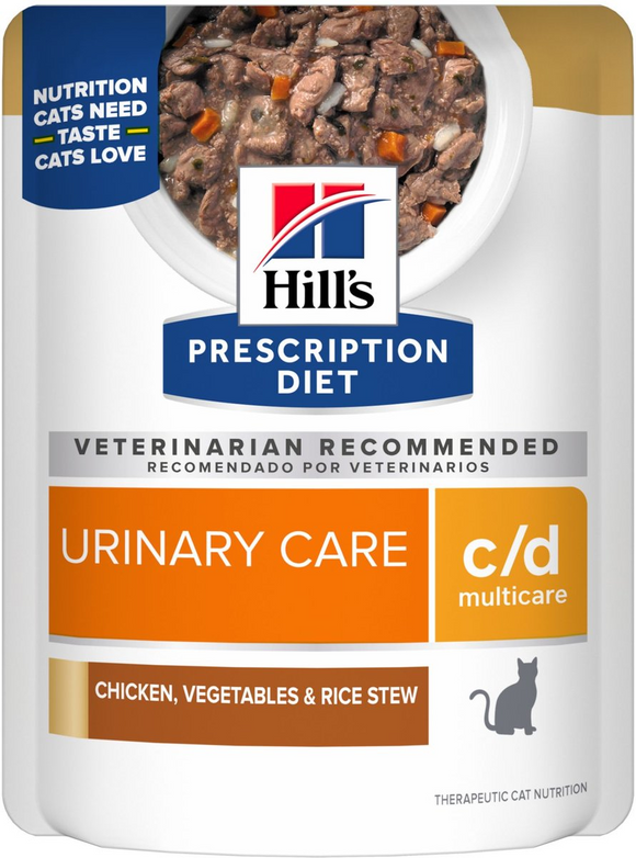 Hill’s Prescription Diet c/d Multicare Urinary Care Chicken Vegetable & Rice Stew Wet Cat Food (2.8 oz x 24 pouches)