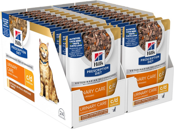 Hill’s Prescription Diet c/d Multicare Urinary Care Chicken Vegetable & Rice Stew Wet Cat Food (2.8 oz x 24 pouches)