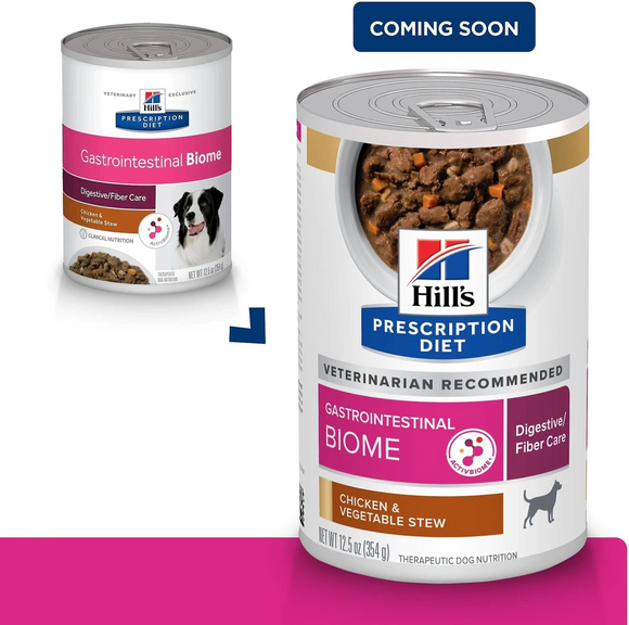 Hill’s Prescription Diet Gastrointestinal Biome Digestive/Fiber Care Chicken & Vegetable Stew Dog Canned Food (12.5 oz