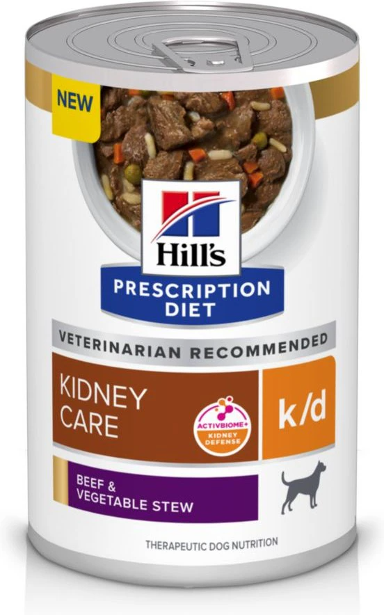 Hill’s Prescription Diet k/d Kidney Care Beef & Vegetable Stew Canned Dog Food (12.5 oz x 12 cans) - Prescription Dog