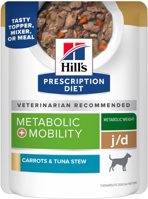 Hill’s Prescription Diet Metabolic + j/d Mobility Carrots & Tuna Stew Wet Dog Food (2.8 oz x 24 pouches) - Prescription