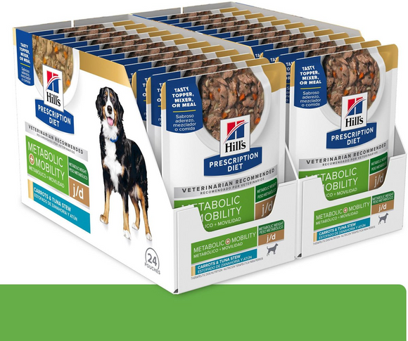 Hill’s Prescription Diet Metabolic + j/d Mobility Carrots & Tuna Stew Wet Dog Food (2.8 oz x 24 pouches) - Prescription