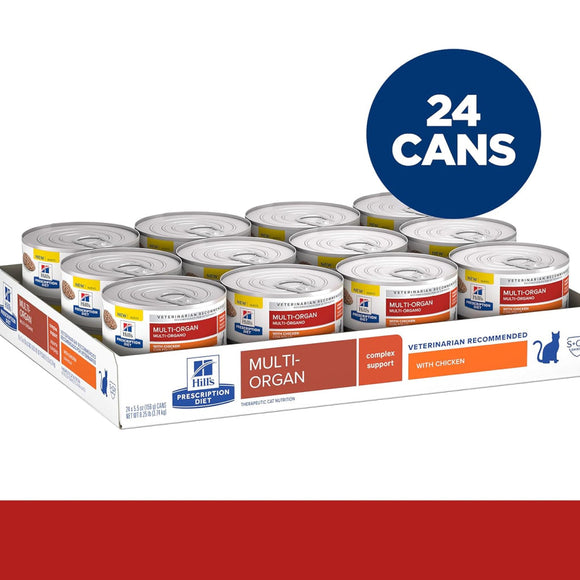 Hill's Prescription Diet Multi-Organ Complex Support Chicken Recipe Wet Food For Cat (5.5 oz x 24 cans)