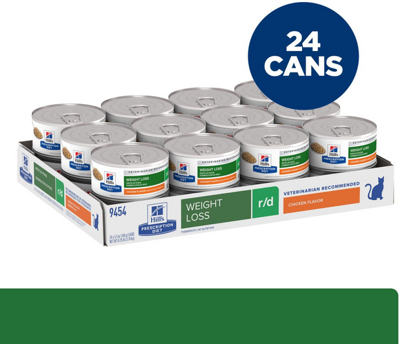 Hill’s Prescription Diet r/d Weight Reduction Chicken Flavor Canned Cat Food (5.5 oz x 24 cans) - Prescription Cat Food
