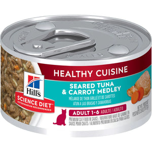 Hill's Science Diet Adult Healthy Cuisine Canned Cat Food, Seared Tuna & Carrot Medley, 2.8 oz, 24 Pack wet cat food