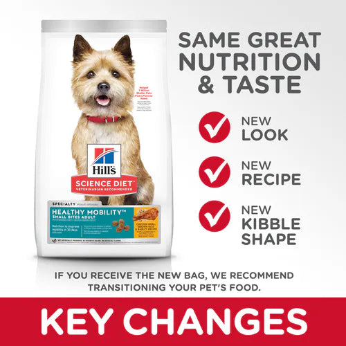 Hill’s Science Diet Adult Healthy Mobility Small Bites Chicken Meal Brown Rice & Barley Recipe Dry Dog Food - Small