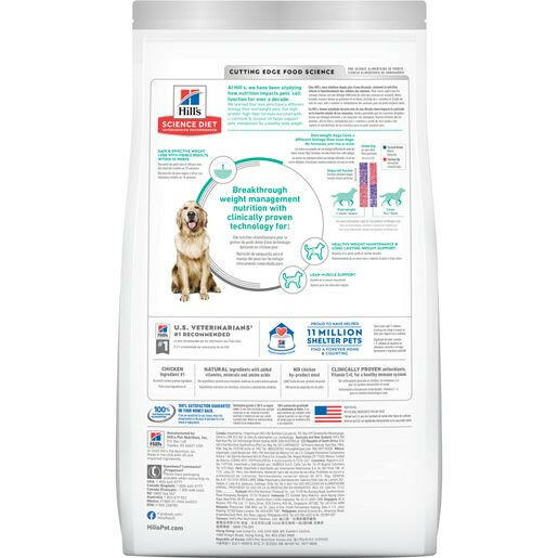 Backside of science diet perfect weight large breed
