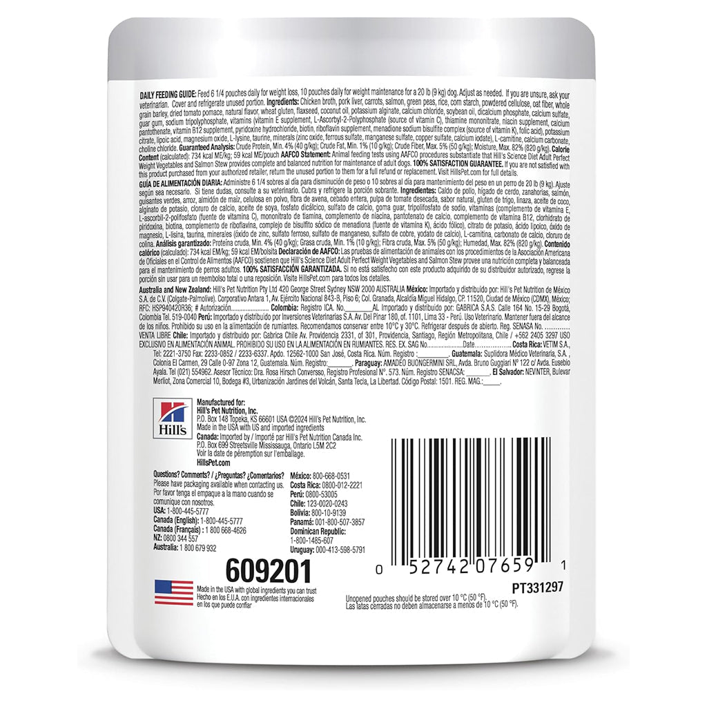 Hill's Science Diet Adult Perfect Weight Vegetables & Salmon Stew Wet Dog Food, 2.8 oz
