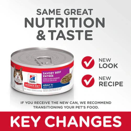 Hill’s Science Diet Senior 7+ Canned Cat Food Savory Beef Entrée (5.5 oz x 24 cans) - Wet Cat Food 6