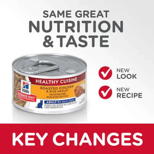 Hill’s Science Diet Senior 7+ Healthy Cuisine Canned Cat Food Roasted Chicken & Rice Medley (2.8 oz x 24 cans) - Wet