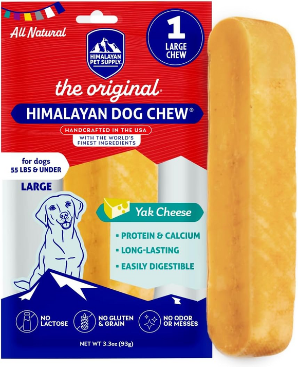Himalayan Pet Supply Himalayan Dog Chew Original Yak Cheese Chew for Dogs - Large Dogs 55lbs & Under - 1 chew - Dog