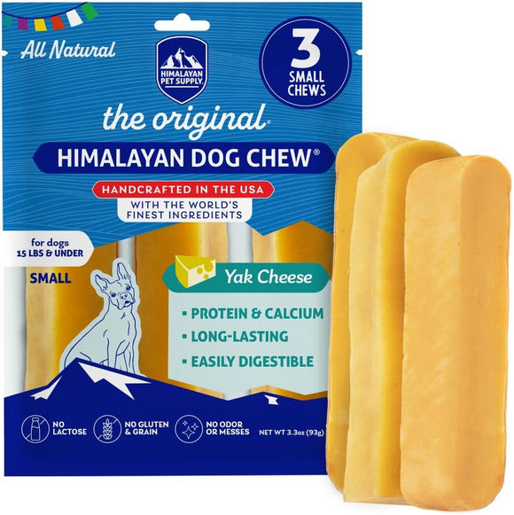 Himalayan Pet Supply Himalayan Dog Chew Original Yak Cheese Chew for Dogs - Small Dogs 15lbs & Under - 3 chews - Dog