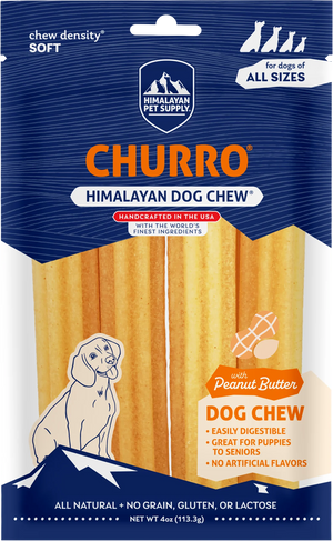 Himalayan Pet Supply yakyCHURRO with Peanut Butter Dog Chews (4 ct) - Dog Treats 1