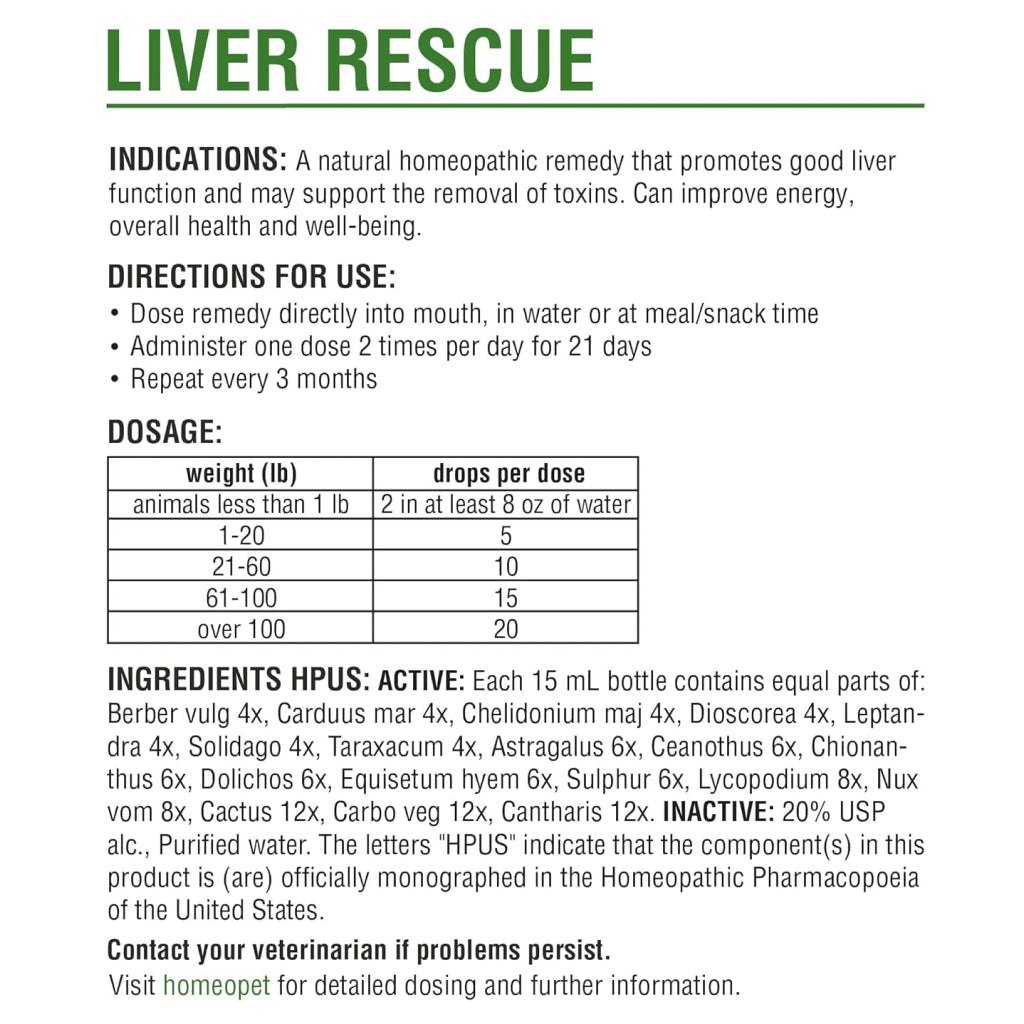 HomeoPet Liver Rescue Homeopathic Medicine For Pets Liver Disease