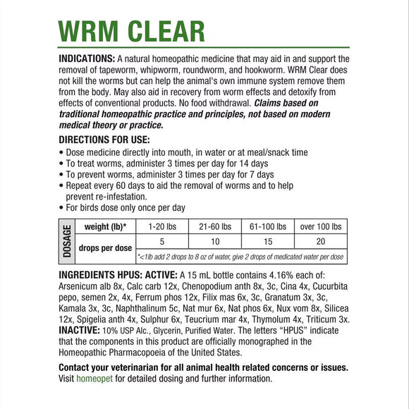 HomeoPet WRM Clear for Pets