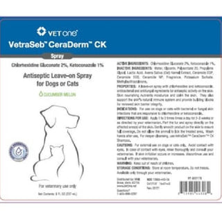 VetraSeb CeraDerm CK Antiseptic Spray for Cats & Dogs (8 oz)