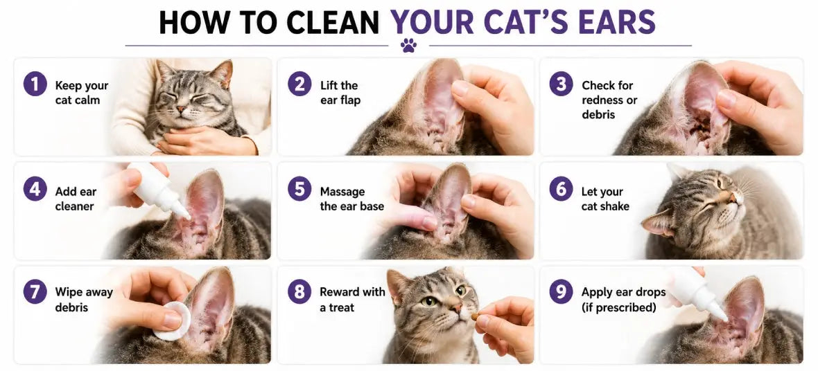 step by step process to clean cat ears