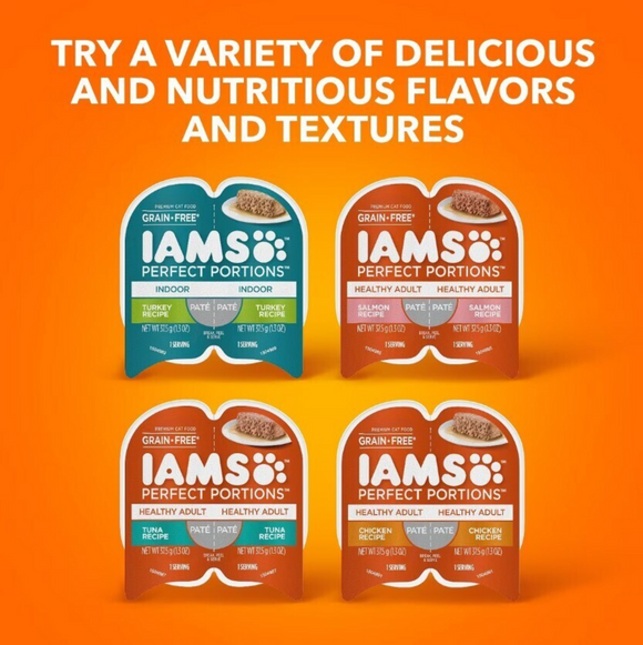 Iams Perfect Portions Healthy Adult Tuna Pate Wet Cat Food Tray