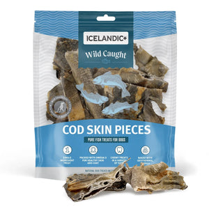 Icelandic+ Cod Skin Pieces Dog Treats 1-lb - Dog Treats 1