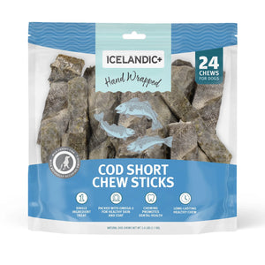 Icelandic+ Hand Wrapped Cod Skin Long Chew Stick Dog Treats.