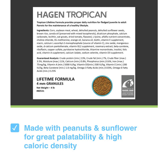 Hari Tropican Lifetime Formula Granules for Parrots