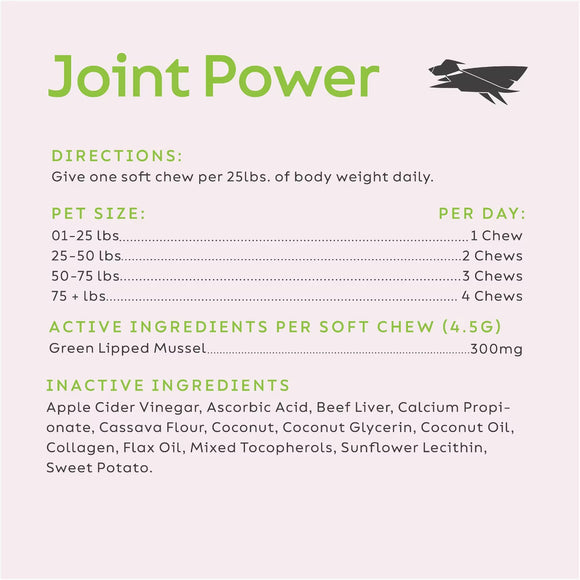 Super Snouts Joint Power Health Supplement Mobility Chews for Dogs & Cats, Up to 60 lbs, 60 count