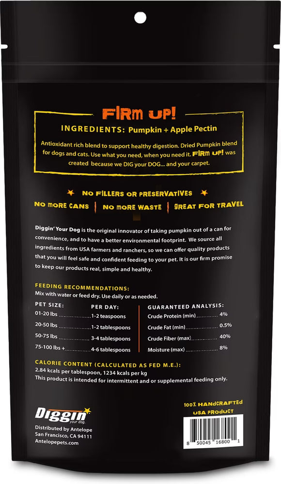 Diggin Your Dog Firm Up Pumpkin Digestive Aid for Dogs & Cats