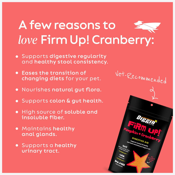 Diggin Your Dog Firm Up Pumpkin Plus Cranberry Digestive Aid for Dogs & Cats, 4-oz