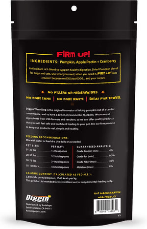 Diggin Your Dog Firm Up Pumpkin Plus Cranberry Digestive Aid for Dogs & Cats, 4-oz - 0