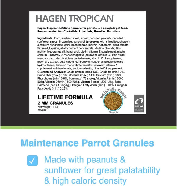Hari Tropican Lifetime Formula Cockatiel Granules, 1.8-lb