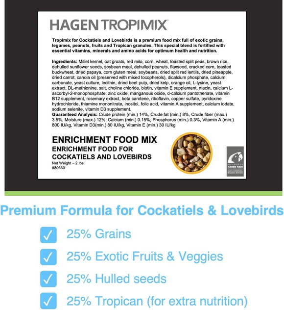 Hari Tropimix Formula for Cockatiels and Lovebirds, 2-lb