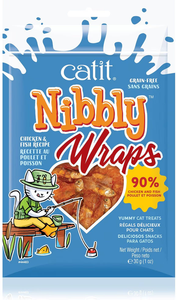 Catit Nibbly Wraps Chicken & Fish Treats for Cats, 1.06-oz