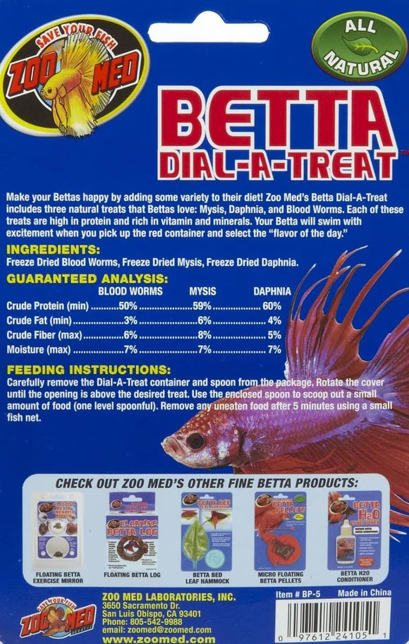 Zoo Med Betta Dial-A-Treat Freeze Dried Fish Food, 0.12-oz