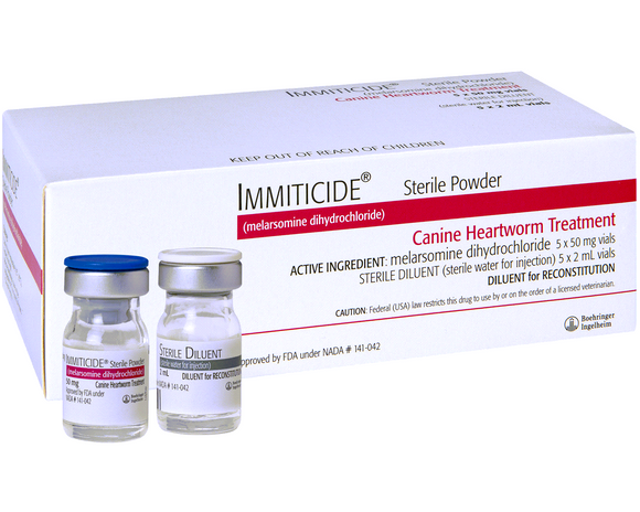 Immiticide Injection - Heartworm Treatment For Dogs 50mg 2mL (5 vials) - Pet Medicine 1