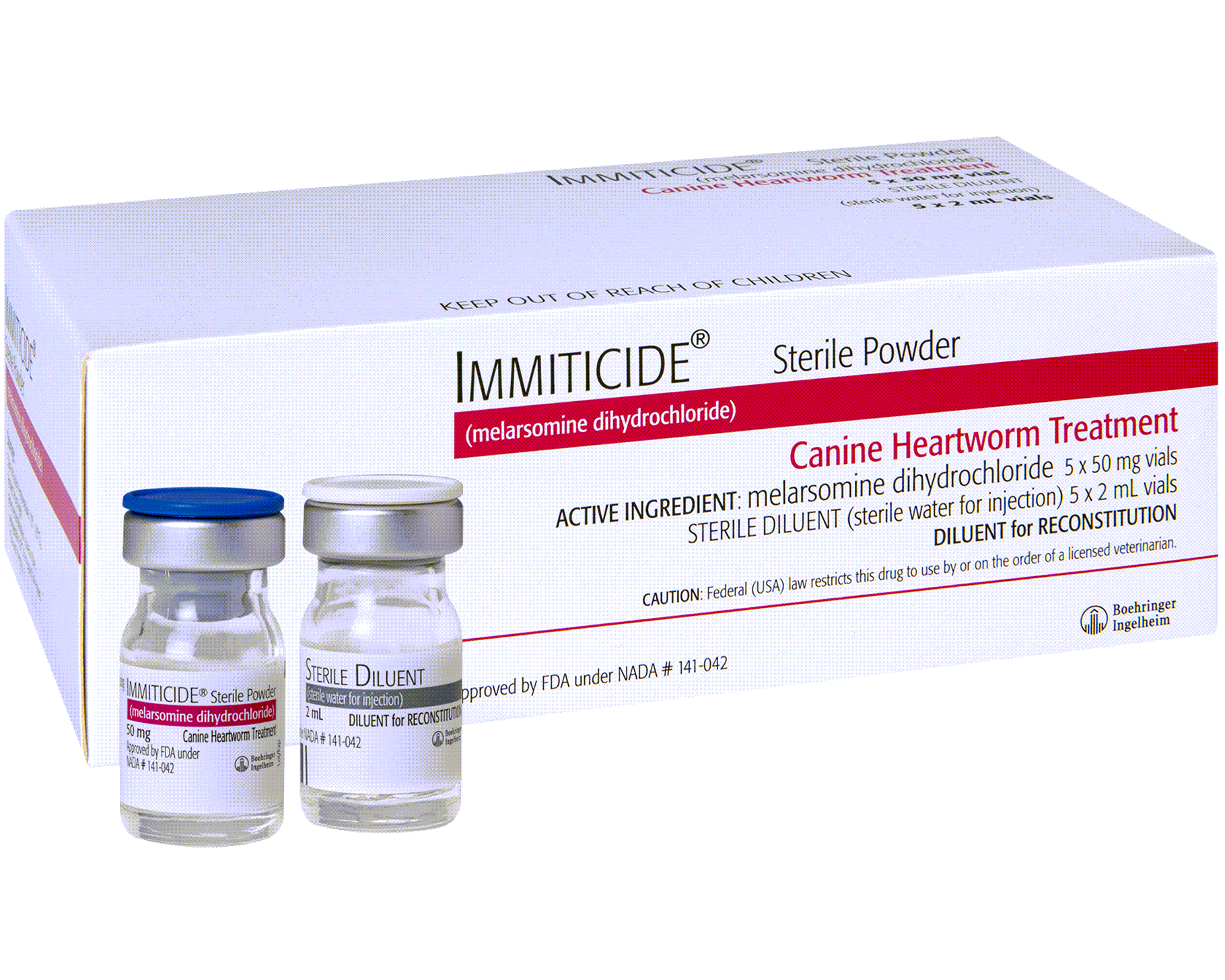 Immiticide Injection - Heartworm Treatment For Dogs 50mg, 2mL (5 vials)